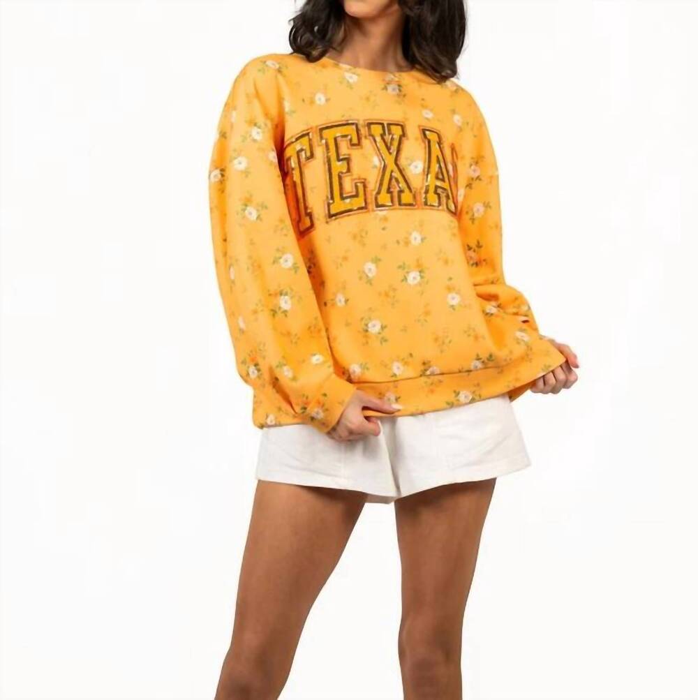 NEW QUEEN OF SPARKLES licensed texas floral initial sweatshirt in orange